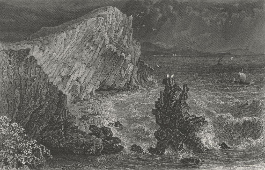 ISLE OF WIGHT. Watcombe Bay-Bartlett c1840 old antique vintage print picture